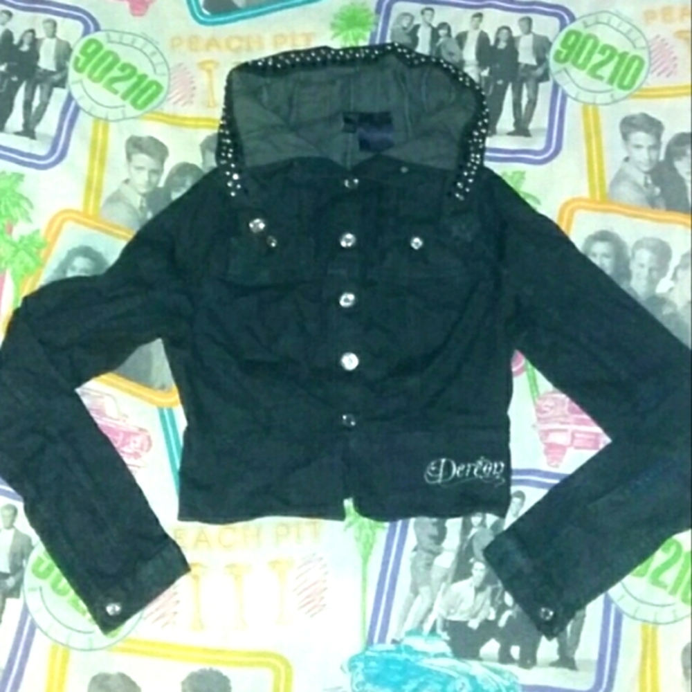 House of Dereon Vintage Denim Blue Jean Rhinestone Jacket Beyonce
